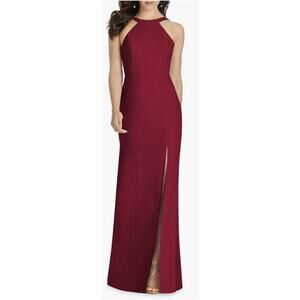 NWT Dessy Collection Dress Cutaway Shoulder Crepe Column Dress Burgundy Size 0